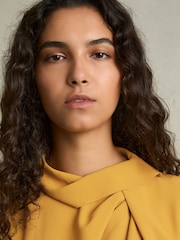 Reiss Yellow Simone Drape-Neck Shell Top - Image 4 of 6