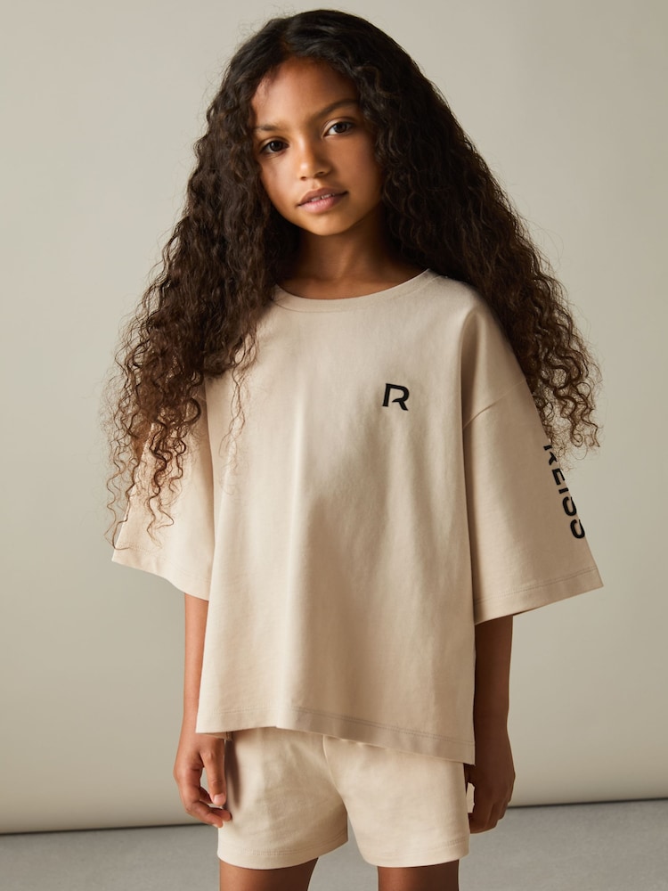 Reiss Stone Carly 9-13 yrs Cotton-Jersey T-shirt and Shorts Set - Image 1 of 5