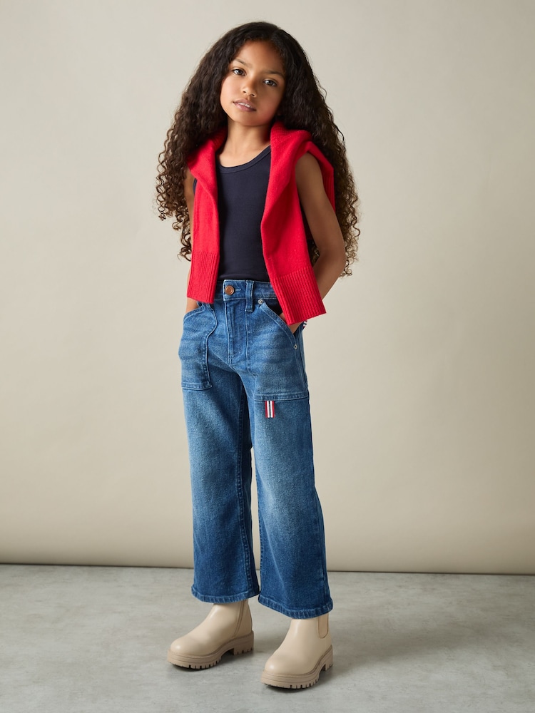 Reiss Navy Violet 9-13 yrs Cotton Blend Ribbed Vest - Image 1 of 4