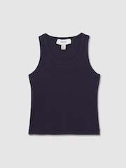 Reiss Navy Violet 9-13 yrs Cotton Blend Ribbed Vest - Image 2 of 4
