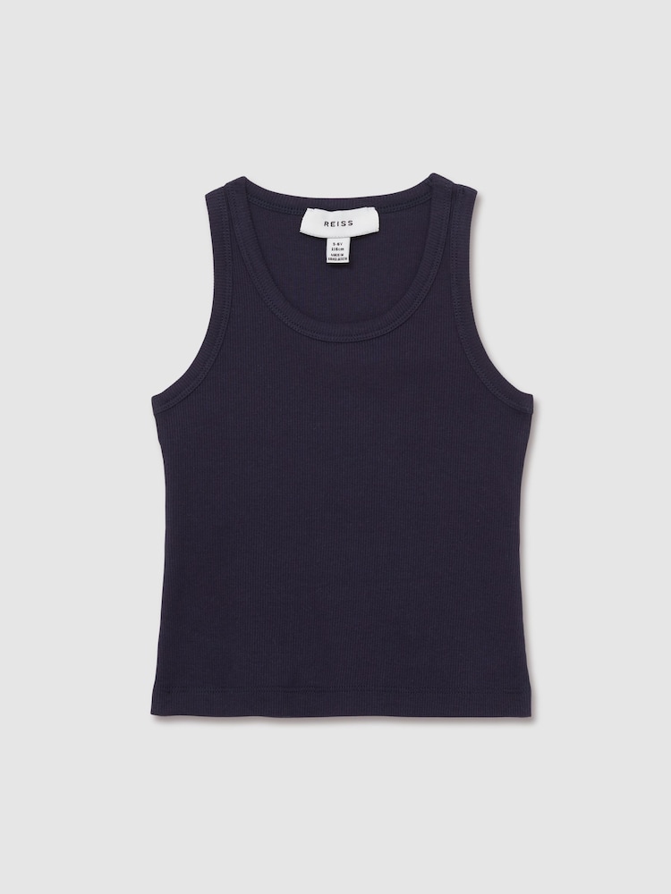 Reiss Navy Violet 9-13 yrs Cotton Blend Ribbed Vest - Image 2 of 4