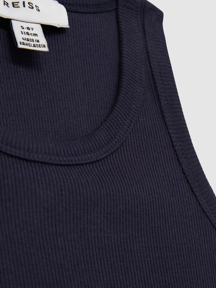 Reiss Navy Violet 9-13 yrs Cotton Blend Ribbed Vest - Image 4 of 4