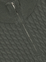 Reiss Military Green Richmond Atelier Cabled-Cashmere Zip-Neck Jumper - Image 5 of 5