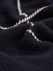 Reiss Navy/White Parvey Wool-Blend Embroidered Jumper - Image 6 of 6