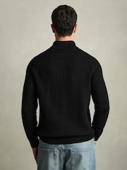 Reiss All Black Roberts Wool-Blend Ridge-Seam Half-Zip Jumper - Image 5 of 6