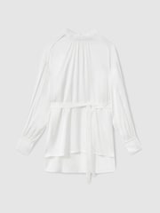 Reiss Ivory Lina Woven High-Neck Belted Blouse - Image 2 of 5