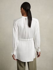 Reiss Ivory Lina Woven High-Neck Belted Blouse - Image 4 of 5