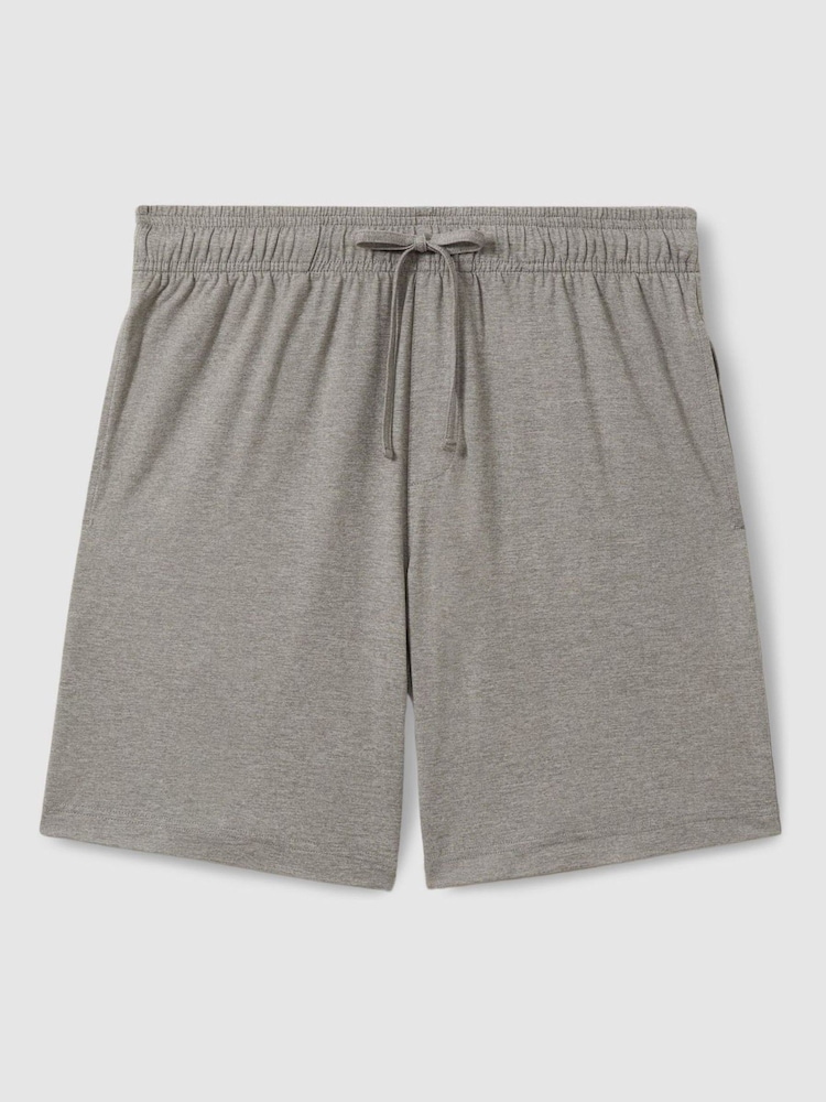 Reiss Grey Melange Denver Denver Drawstring-Waist Jersey Shorts - Image 2 of 6