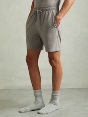 Reiss Grey Melange Denver Denver Drawstring-Waist Jersey Shorts - Image 3 of 6