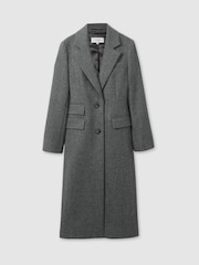 Reiss Grey Amalia Petite Wool-Blend Longline Coat - Image 2 of 7