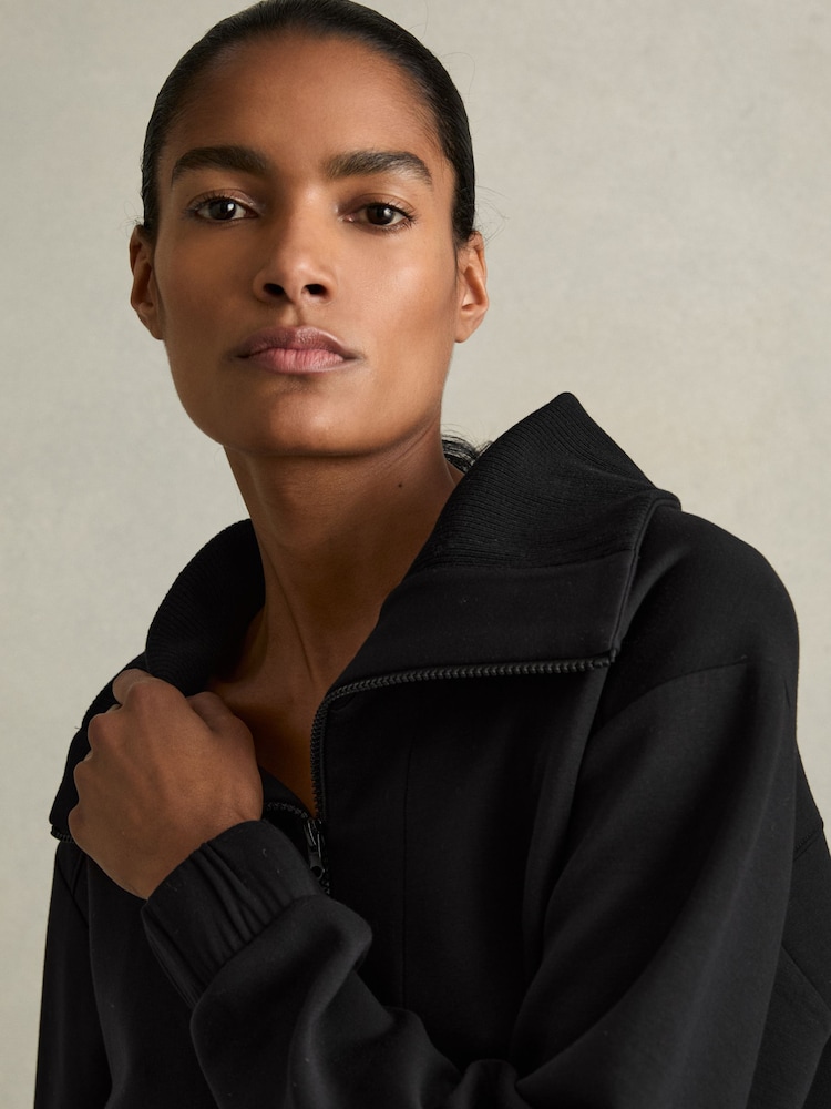 Reiss Laney Jersey Half-Zip Drawstring-Hem Sweatshirt - Image 4 of 7