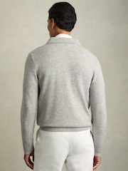 Reiss Oatmeal/White Tennant Wool Colour-Block Zip-Through Cardigan - Image 5 of 6
