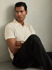 Reiss Snow White Duchie Merino Wool Open Collar Polo Shirt - Image 1 of 6