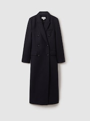 Reiss Navy Florence Wool-blend Twill Double-Breasted Coat - Image 2 of 6