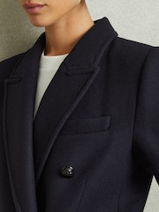 Reiss Navy Florence Wool-blend Twill Double-Breasted Coat - Image 4 of 6