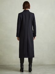 Reiss Navy Florence Wool-blend Twill Double-Breasted Coat - Image 5 of 6