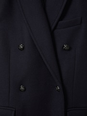 Reiss Navy Florence Wool-blend Twill Double-Breasted Coat - Image 6 of 6