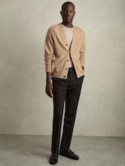 Kamelje rjav - Reiss Nimbus Wool-Blend Ridge-Seam pletena jopa - Slika 3 iz 7