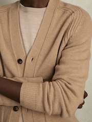 Kamelje rjav - Reiss Nimbus Wool-Blend Ridge-Seam pletena jopa - Slika 4 iz 7