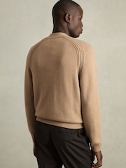 Kamelje rjav - Reiss Nimbus Wool-Blend Ridge-Seam pletena jopa - Slika 5 iz 7