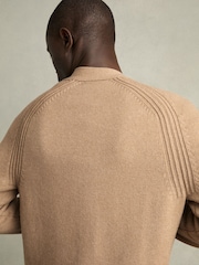 Kamelje rjav - Reiss Nimbus Wool-Blend Ridge-Seam pletena jopa - Slika 6 iz 7