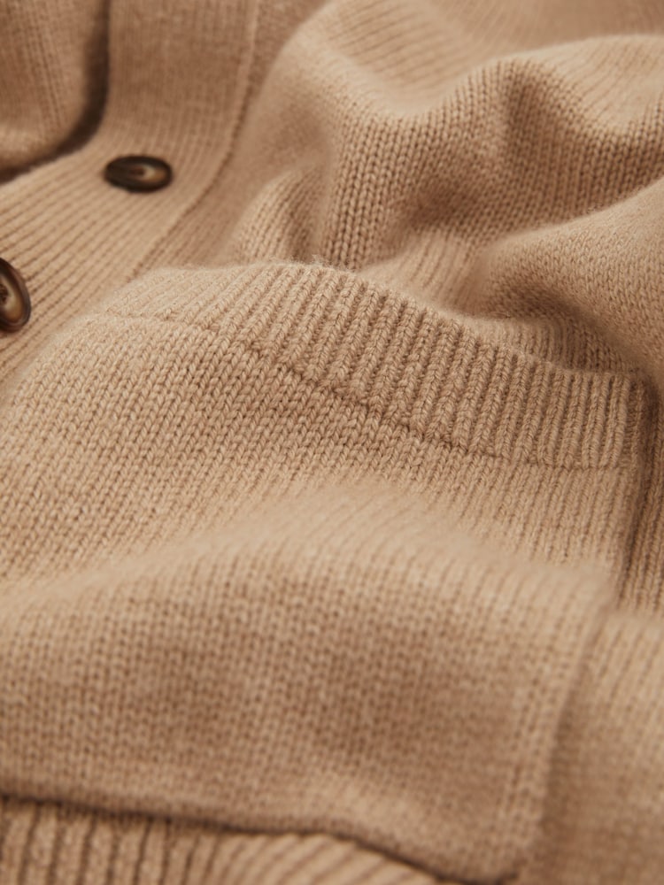 Kamelje rjav - Reiss Nimbus Wool-Blend Ridge-Seam pletena jopa - Slika 7 iz 7