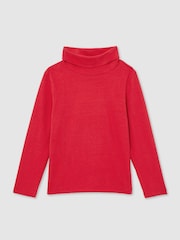Reiss Red Carey 4-9 yrs Cotton-Jersey Roll-Neck Top with Stretch - Image 2 of 4
