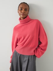 LK Bennett Isla Pink Firebrick Slouchy Drop Shoulder Cocoon Jumper - Bild 1 von 4