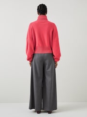 LK Bennett Isla Pink Firebrick Slouchy Drop Shoulder Cocoon Jumper - Bild 2 von 4