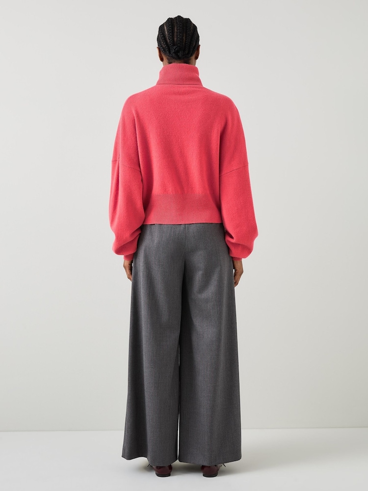 LK Bennett Isla Pink Firebrick Slouchy Drop Shoulder Cocoon Jumper - Bild 2 von 4