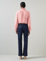 LK Bennett Pink Camille Stripe Linen Blend Blouse - Image 2 of 4