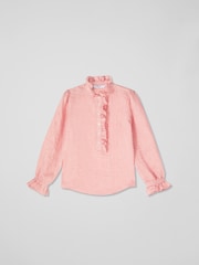 LK Bennett Pink Camille Stripe Linen Blend Blouse - Image 4 of 4