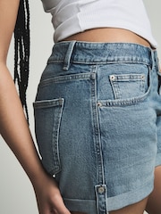 Mid Blue Hourglass Denim Boy Shorts - Image 3 of 7