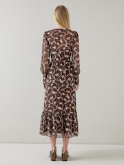 LK Bennett LK Bennett Brown Lucian Chocolate And Birch Sketchy Flower Print Tiered Dress - Bild 2 von 3