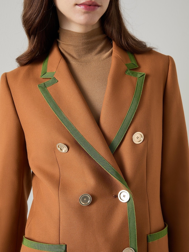 LK Bennett Cordelia Cognac Grosgrain Edged Brown Blazer - Image 3 of 3