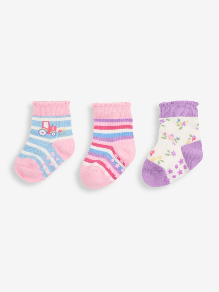 JoJo Maman Bébé Multi Tractor Socks 3 Pack - Image 1 of 1