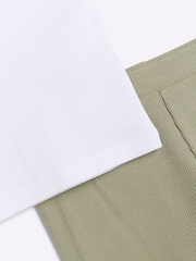 River Island Green Girls Rib 100% Cotton Top and Leggings Set - Image 5 of 6