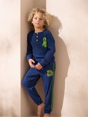 Angel & Rocket Minecraft Henleys Пижамный комплект из хлопка Plack Rib 100% - Изображение 1 из 3