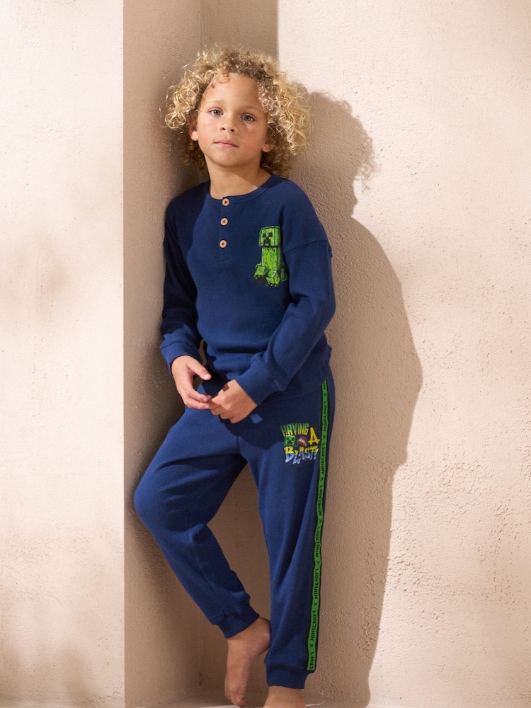 Angel & Rocket Minecraft Henleys Пижамный комплект из хлопка Plack Rib 100% - Изображение 1 из 3