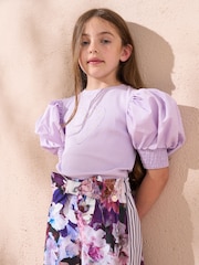 Angel & Rocket Purple Agatha Heart Print Rib T-Shirt - Image 1 of 4