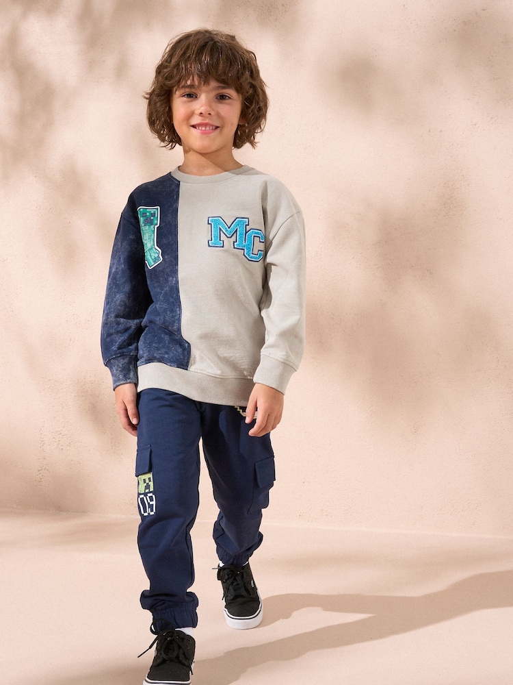 Angel & Rocket Blue Minecraft Washed Block 100% Cotton Sweatshirt - Image 2 of 6