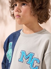 Angel & Rocket Blue Minecraft Washed Block 100% Cotton Sweatshirt - Image 4 of 6