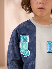 Angel & Rocket Blue Minecraft Washed Block 100% Cotton Sweatshirt - Image 5 of 6