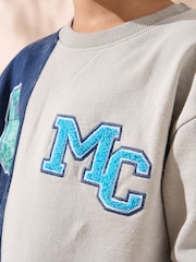 Angel & Rocket Blue Minecraft Washed Block 100% Cotton Sweatshirt - Image 6 of 6