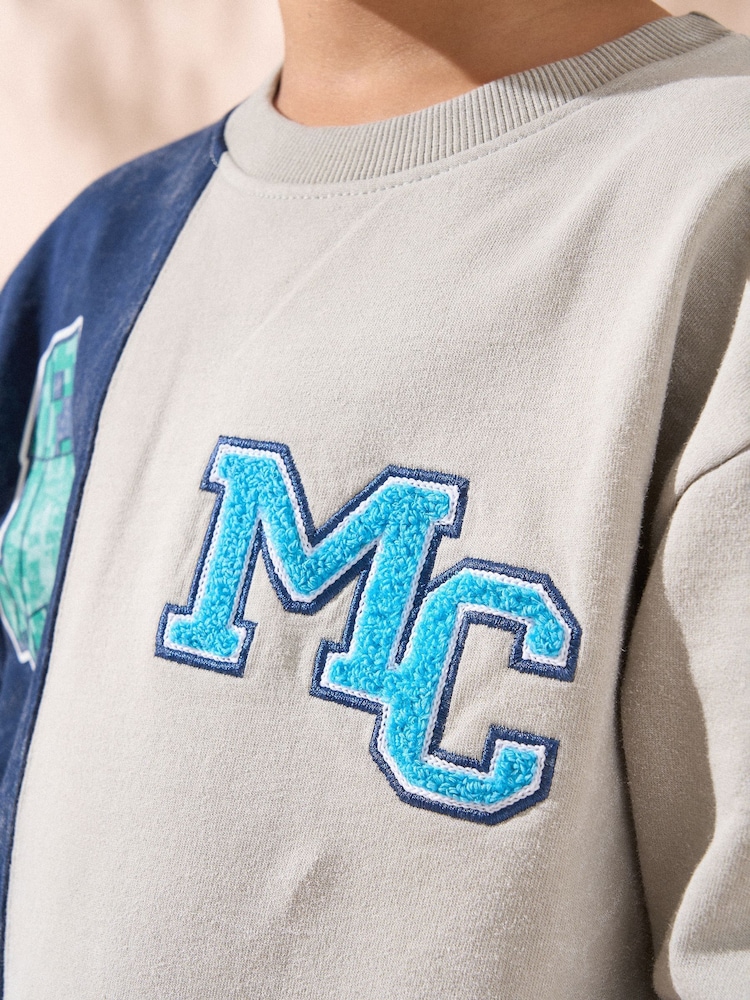 Angel & Rocket Blue Minecraft Washed Block 100% Cotton Sweatshirt - Image 6 of 6