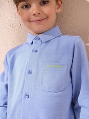 Angel & Rocket Blue Curtis Blue Pique Textured 100% Cotton Shirt - Image 4 of 5