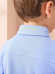 Angel & Rocket Blue Curtis Blue Pique Textured 100% Cotton Shirt - Image 5 of 5
