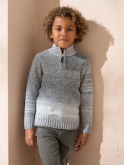Angel & Rocket Grey Connor Ombre Funnel Neck Jumper - Image 1 of 3