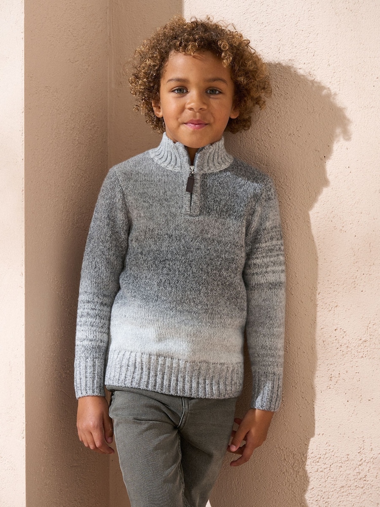 Angel & Rocket Grey Connor Ombre Funnel Neck Jumper - Image 1 of 3