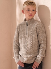 Angel & Rocket Natural Connor Cable Zip Neck Jumper - Image 2 of 5